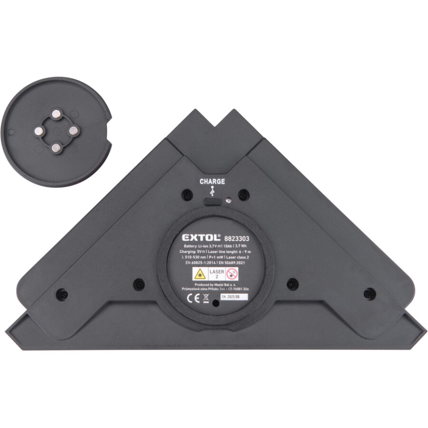 Extol Premium - Laserwinkelhaak 90° met elektrische zuigmodule 5V/1000 mAh