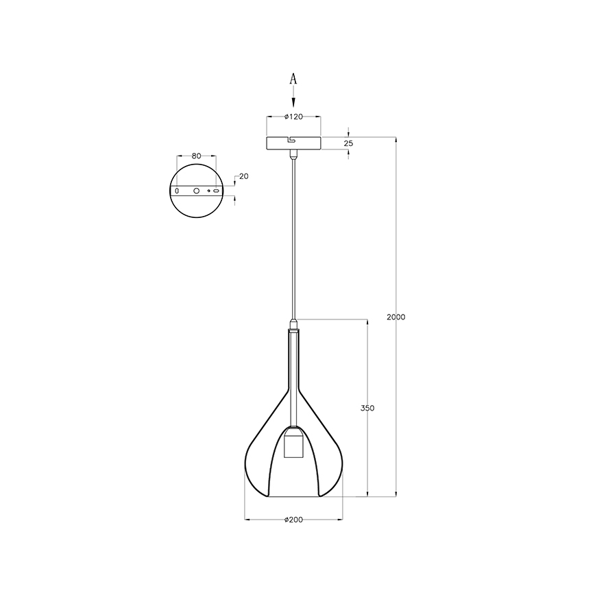Fabas Luce 3481-40-241 - Hanglamp aan een koord LILA 1xE27/40W/230V doorzichtig