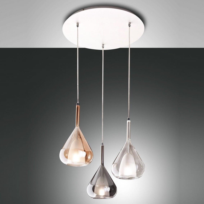 Fabas Luce 3481-47-297 - Suspension filaire LILA 3xE27/40W/230V doré/gris/transparent