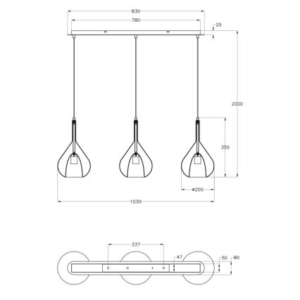 Fabas Luce 3481-48-297 - Hanglamp aan een koord LILA 3xE27/40W/230V doorzichtig/goud/grijs