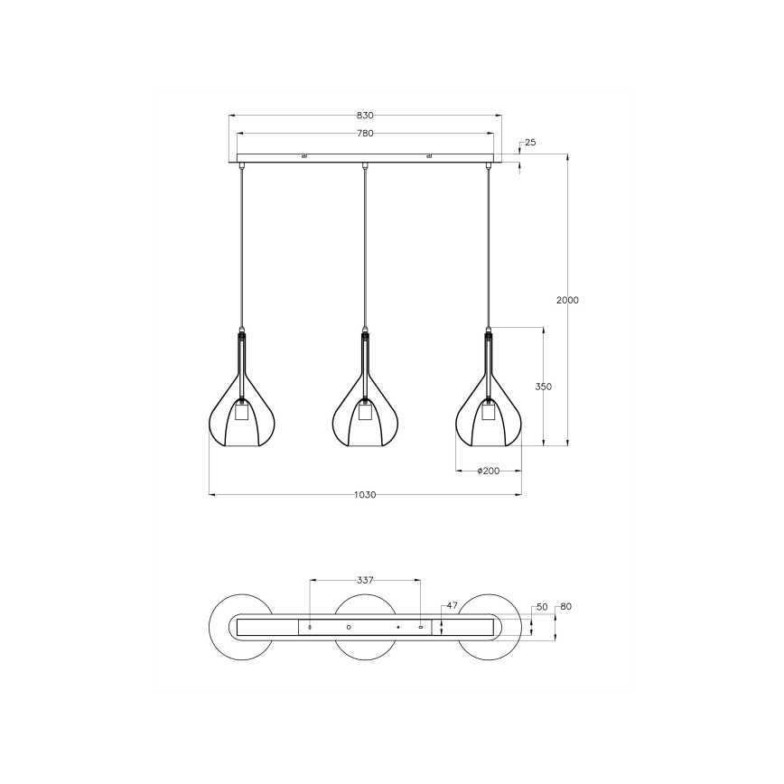 Fabas Luce 3481-48-297 - Hanglamp aan een koord LILA 3xE27/40W/230V doorzichtig/goud/grijs