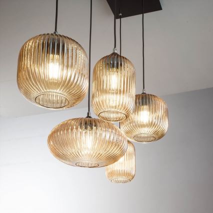 Fabas Luce 3627-48-125 - Hanglamp aan een koord GILLIS 5xE27/40W/230V goud/zwart