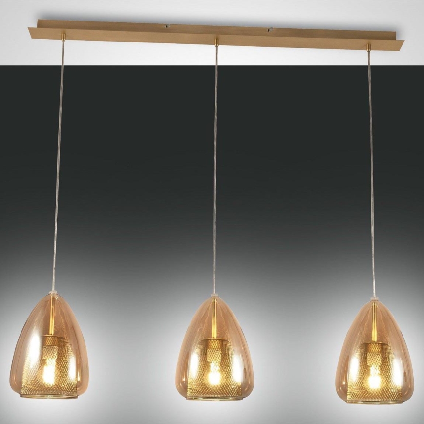 Fabas Luce 3673-48-125 - Hanglamp aan een koord BRITTON 3xE27/40W/230V goud