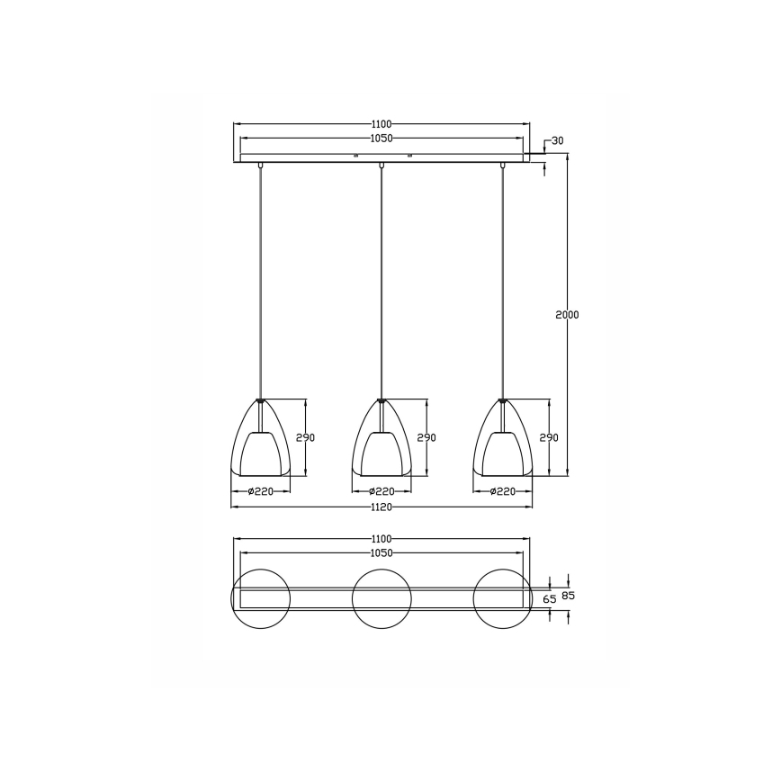 Fabas Luce 3673-48-125 - Hanglamp aan een koord BRITTON 3xE27/40W/230V goud