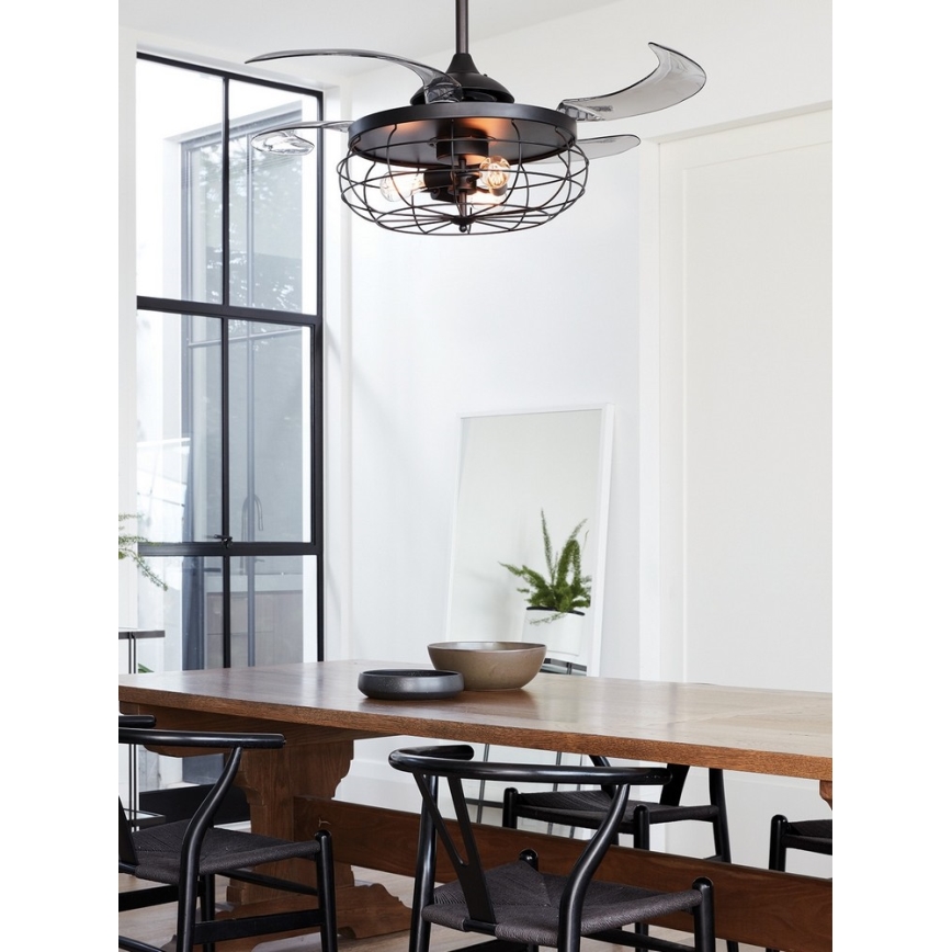 FANAWAY 212920 - Ventilateur de plafond LED INDUSTRI 3xE27/4W/230V noir + télécommande