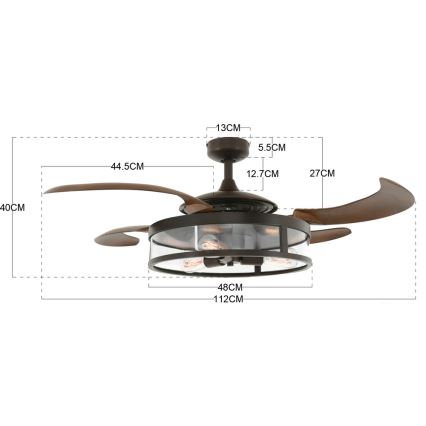 FANAWAY 212925 - LED-plafondventilator CLASSIC 3xE27/4W/230V bruin + afstandsbediening