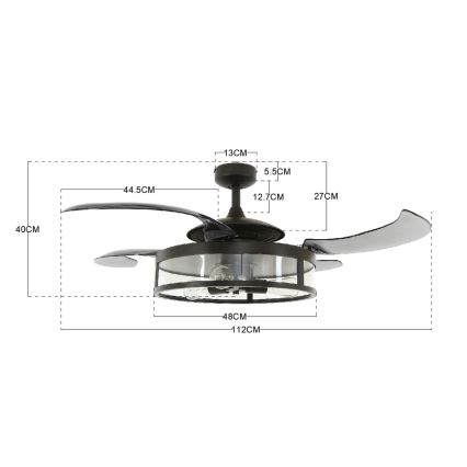 FANAWAY 212927 - LED-plafondventilator CLASSIC 3xE27/4W/230V zwart + afstandsbediening