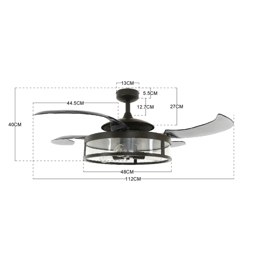 FANAWAY 212927 - LED-plafondventilator CLASSIC 3xE27/4W/230V zwart + afstandsbediening