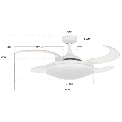 FANAWAY 212980 - Plafondventilator EVORA 2xE27/15W/230V wit + afstandsbediening