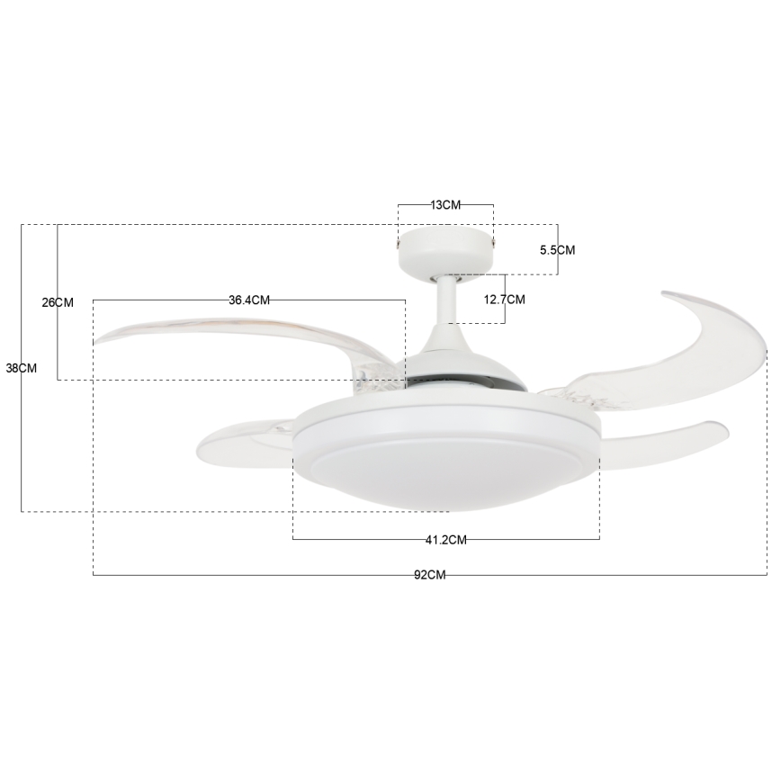 FANAWAY 212980 - Plafondventilator EVORA 2xE27/15W/230V wit + afstandsbediening