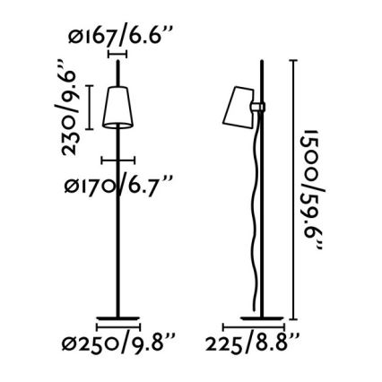 FARO 29998 - Glanzende chromen Vloerlamp LUPE 1x E27 / 20W / 230V