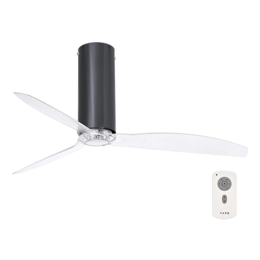 FARO 32035- Ventilateur de plafond TUBE FAN noir/transparent d. 128 cm + télécommande