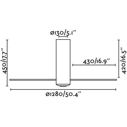 FARO 32035- Ventilateur de plafond TUBE FAN noir/transparent d. 128 cm + télécommande