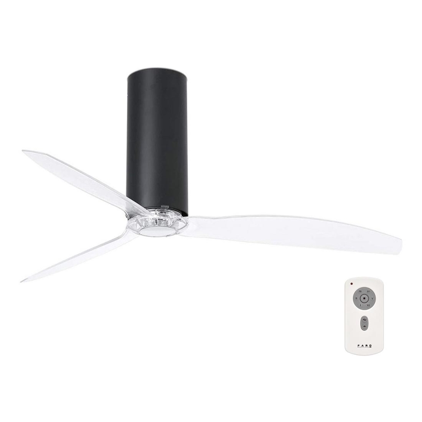 FARO 32036- Ventilateur de plafond TUBE FAN noir/transparent d. 128 cm + télécommande