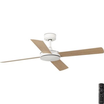 FARO 33350DC-Plafondventilator MALLORCA L wit/bruin d.132 cm+afstandsbediening