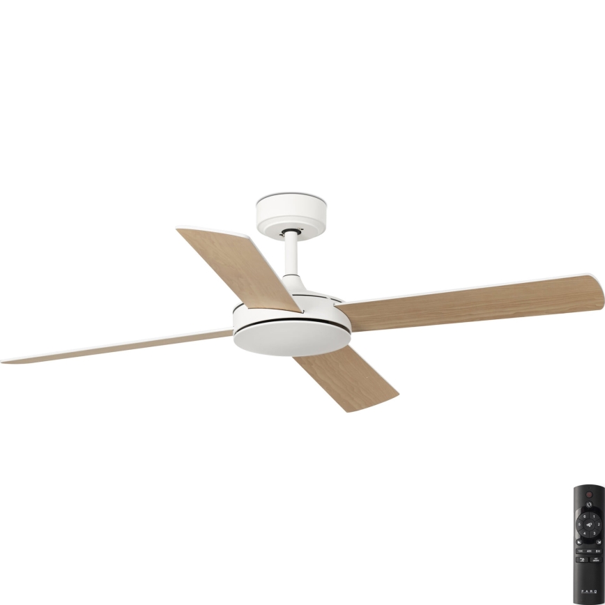FARO 33350DC-Plafondventilator MALLORCA L wit/bruin d.132 cm+afstandsbediening