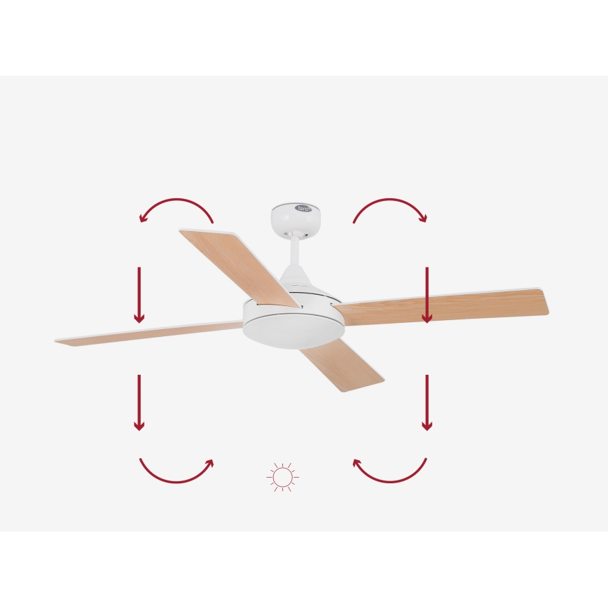 FARO 33350DC-Plafondventilator MALLORCA L wit/bruin d.132 cm+afstandsbediening