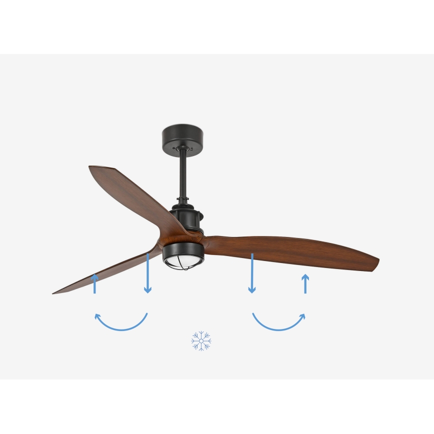 FARO 33395-10 - LED Plafondventilator JUST FAN LED/16W/230V zwart/bruin d. 128 cm + afstandsbediening