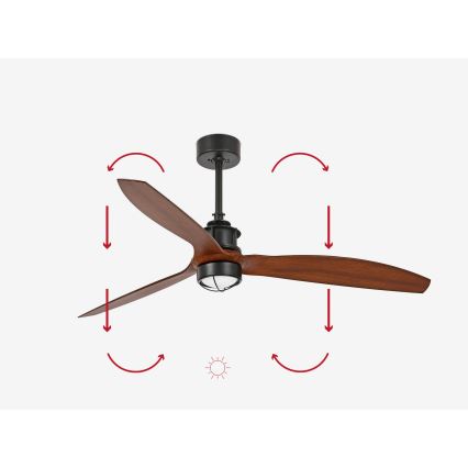 FARO 33395-10 - LED Plafondventilator JUST FAN LED/16W/230V zwart/bruin d. 128 cm + afstandsbediening