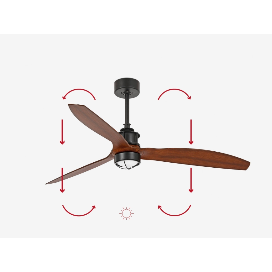 FARO 33395-10 - Ventilateur de plafond LED JUST FAN LED/16W/230V noir/marron d. 128 cm + télécommande