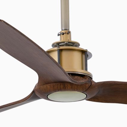 FARO 33398WT - Ventilateur de plafond JUST FAN M Ø 128 cm marron/laiton Wi‑Fi Tuya + télécommande