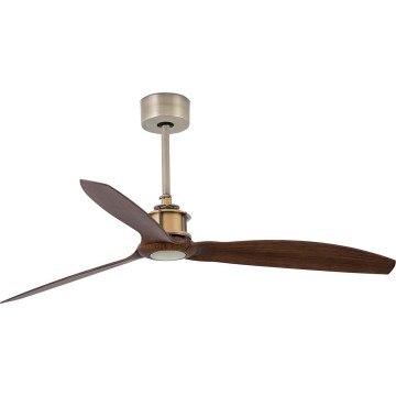 FARO 33398WT - Ventilateur de plafond JUST FAN M Ø 128 cm marron/laiton Wi‑Fi Tuya + télécommande