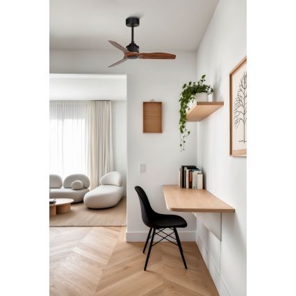 FARO 33425WT - Ventilateur de plafond JUST FAN S Ø 81 cm marron/noir Wi-Fi Tuya + télécommande