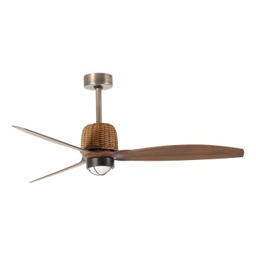 FARO 334361N - Ventilateur de plafond LED dimmable WEAVER M LED/16W/230V Ø 128 cm brun/laiton + télécommande