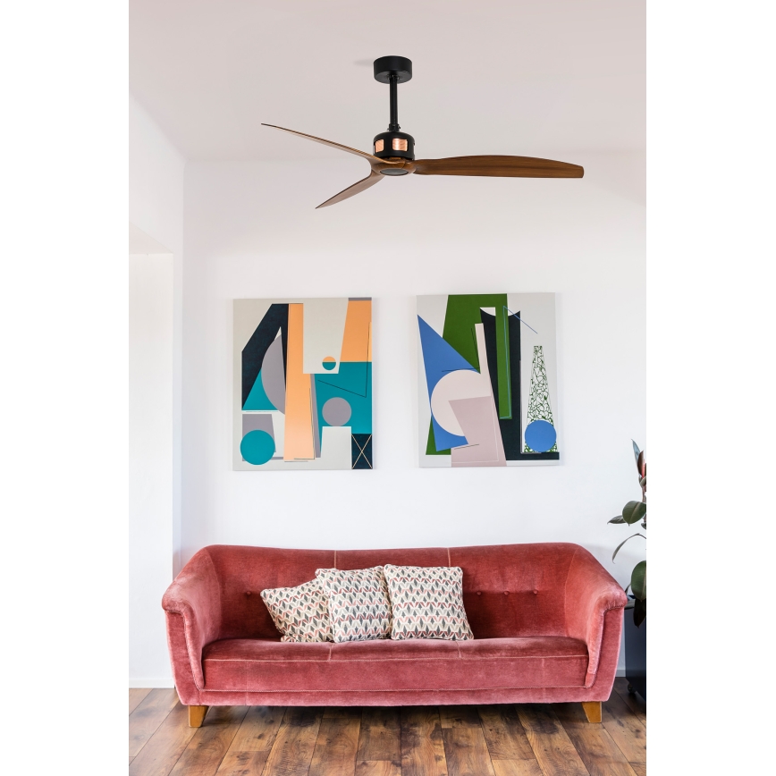 FARO 33451WT - Ventilateur de plafond COPPER FAN M Ø 128 cm brun/noir Wi-Fi Tuya + télécommande