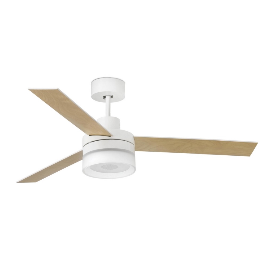 FARO 33460 - LED-plafondventilator met een luidspreker ICE LED/15W/230V wit/bruin + afstandsbediening