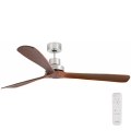 FARO 33464DC - Plafondventilator LANTAU XL bruin/mat chroom diameter 168 cm + afstandsbediening