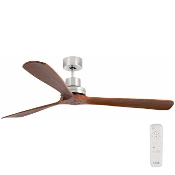 FARO 33464DC - Ventilateur de plafond LANTAU XL marron/chrome mat d. 168 cm + Télécommande