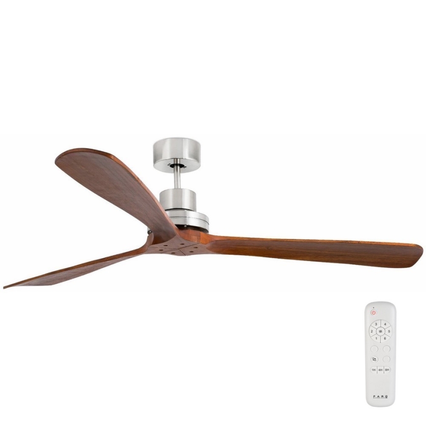 FARO 33464DC - Ventilateur de plafond LANTAU XL marron/chrome mat d. 168 cm + Télécommande