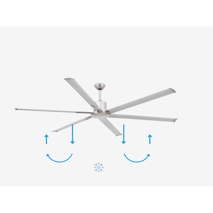 FARO 33465A - Plafondventilator ANDROS XL mat chroom d. 213 cm + afstandsbediening