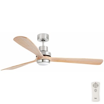 FARO 33505DC - Ventilateur de plafond LANTAU XL LED/15W/230V bois/chrome mat d. 168 cm + Télécommande
