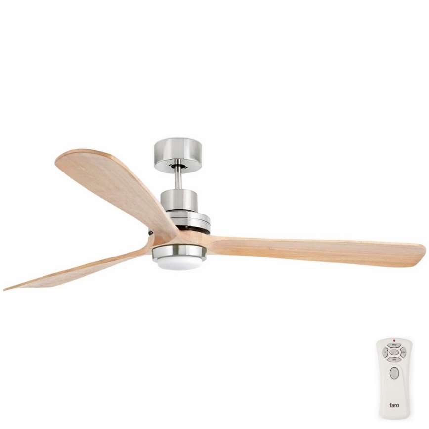 FARO 33505DC - Ventilateur de plafond LANTAU XL LED/15W/230V bois/chrome mat d. 168 cm + Télécommande
