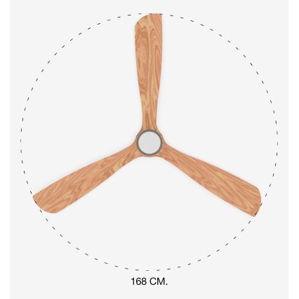 FARO 33505DC - Ventilateur de plafond LANTAU XL LED/15W/230V bois/chrome mat d. 168 cm + Télécommande