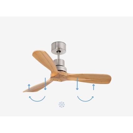 FARO 33509DC - Ventilateur de plafond MINI LANTAU chrome/bois d. 107 cm + télécommande