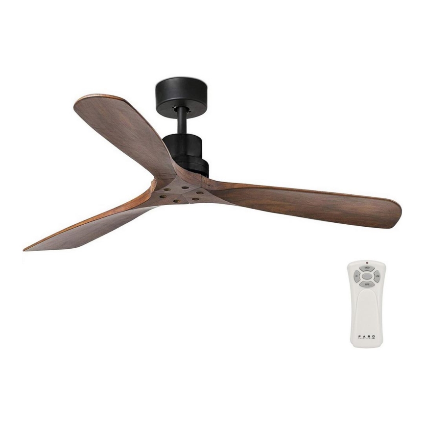 FARO 33516DC - Plafondventilator LANTAU zwart/bruin Ø 132 cm + afstandsbediening