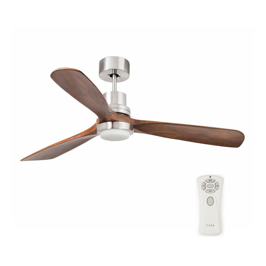 FARO 33518DC - LED-plafondventilator LANTAU LED/15W/230V mat chroom/hout + afstandsbediening