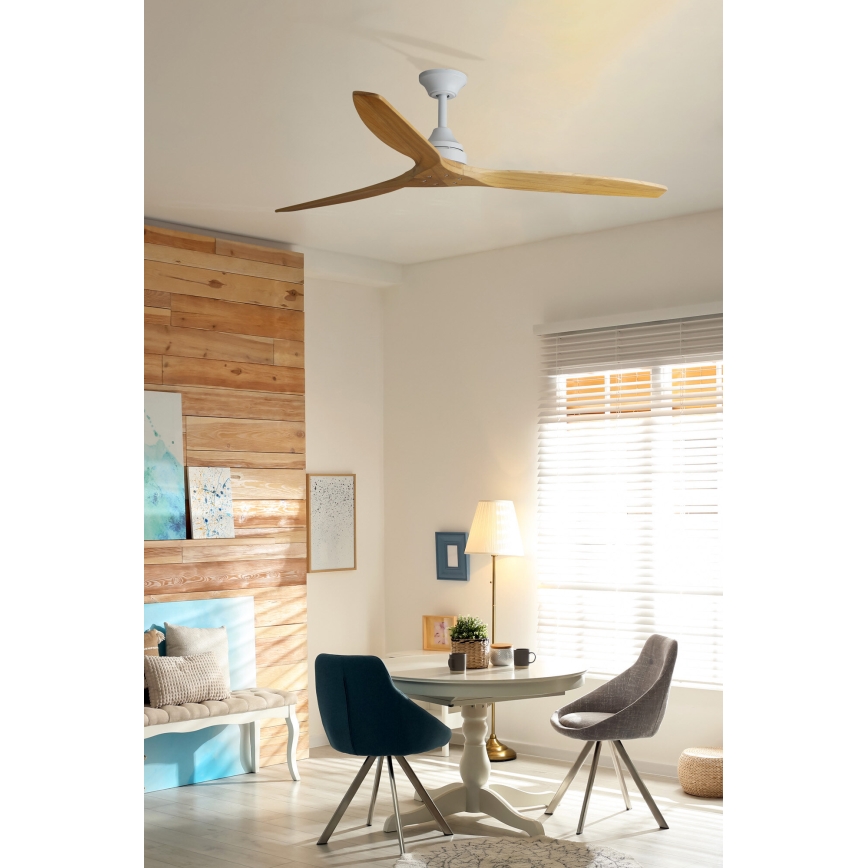 FARO 33728DC - Plafondventilator ALO L hout/wit d. 152 cm + afstandsbediening