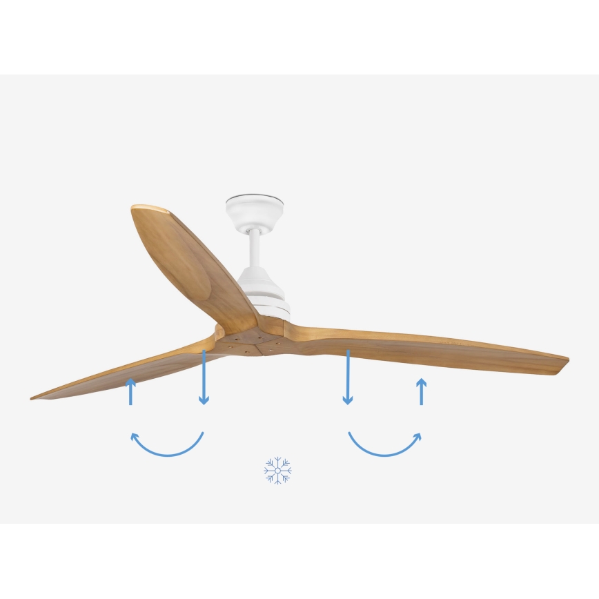 FARO 33728DC - Plafondventilator ALO L hout/wit d. 152 cm + afstandsbediening