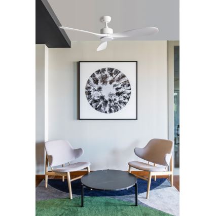 FARO 33750DCWT - Ventilateur de plafond LUZON L blanc d. 132 cm Wi-Fi Tuya + Télécommande