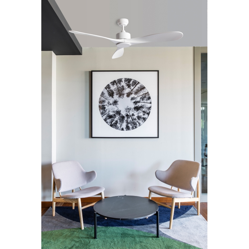 FARO 33750DCWT - Ventilateur de plafond LUZON L blanc d. 132 cm Wi-Fi Tuya + Télécommande