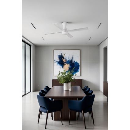 FARO 33756WT - Ventilateur de plafond FRASER XL LED/16W/230V blanc d. 120 cm Wi-Fi Tuya + Télécommande