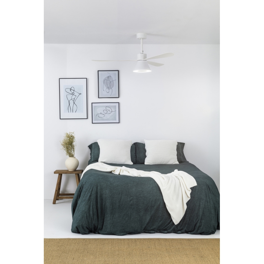 FARO 33760WT-22 - Ventilateur de plafond à intensité variable AMELIA L CONE LED/20W/230V 2700/3500/5000K blanc d. 132 cm Wi-Fi Tuya + Télécommande