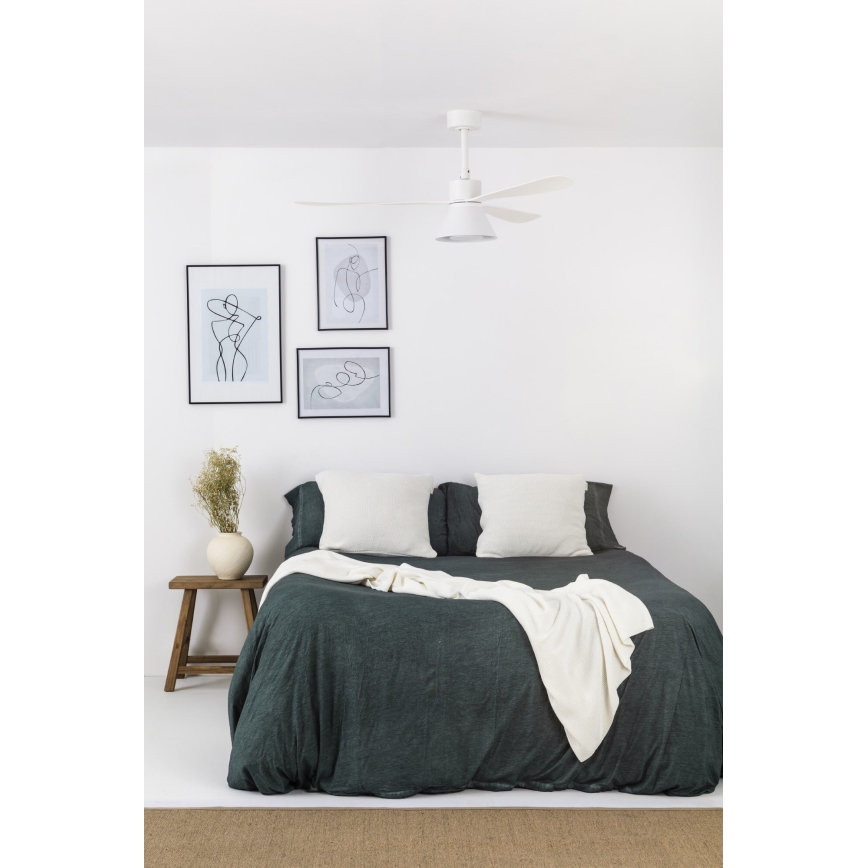 FARO 33760WT-22 - Ventilateur de plafond à intensité variable AMELIA L CONE LED/20W/230V 2700/3500/5000K blanc d. 132 cm Wi-Fi Tuya + Télécommande