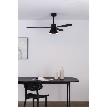 FARO 33761WT-23 - Ventilateur de plafond à intensité variable AMELIA L CONE LED/20W/230V 2700/3500/5000K noir d. 132 cm Wi-Fi Tuya + Télécommande