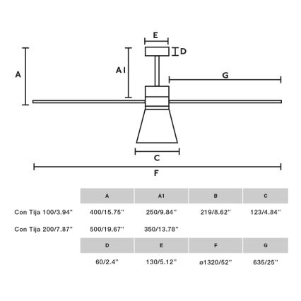 FARO 33762WT-24 - LED-dimbare plafondventilator AMELIA L CONE LED/20W/230V 2700/3500/5000K grijs Ø 132 cm Wi-Fi Tuya + afstandsbediening
