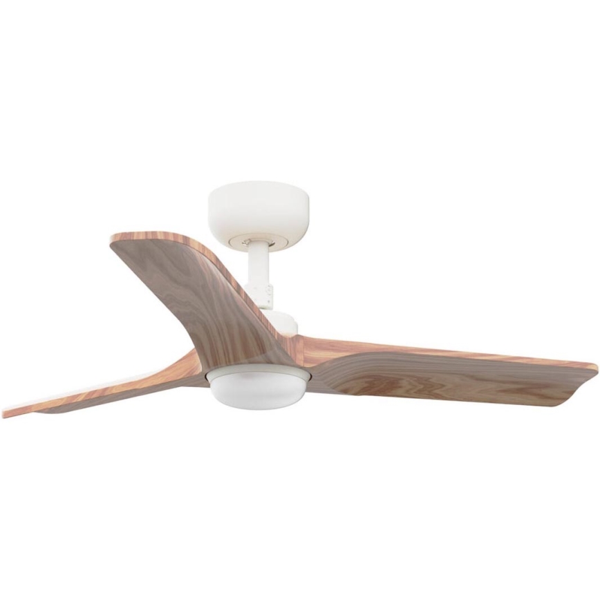 FARO 33805WT-1TW - Ventilateur de plafond LED dimmable HEYWOOD S LED/10W/230V 2700/4000/6000K bois/blanc Ø 90 cm Wi-Fi Tuya + télécommande